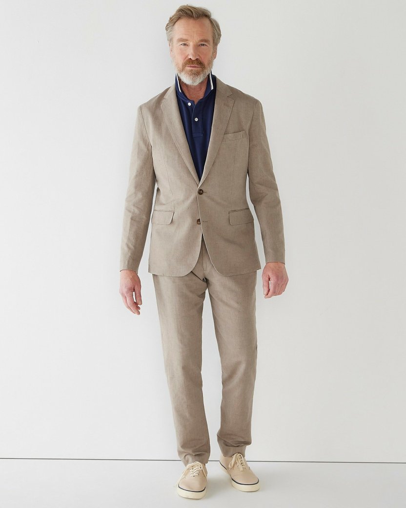 Men J.Crew Blazers | Ludlow Slim-Fit Unstructured Suit Jacket In Irish Cotton-Linen Blend Light Brown