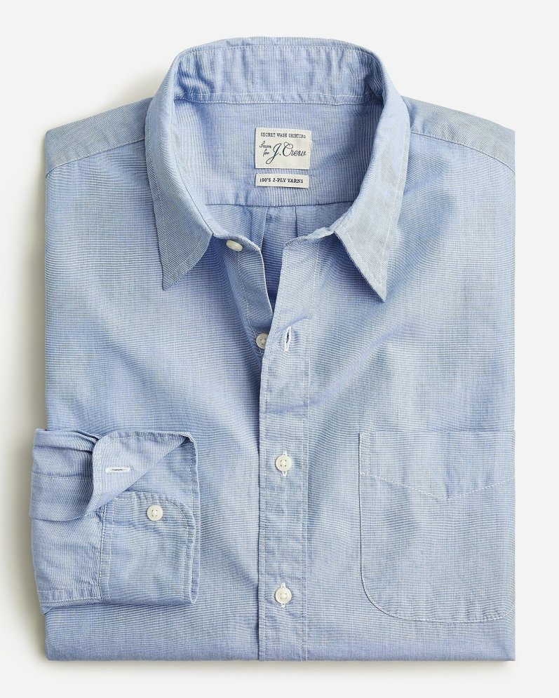 Men J.Crew Casual Shirts | Relaxed Secret Wash Cotton Poplin Shirt Waterfall