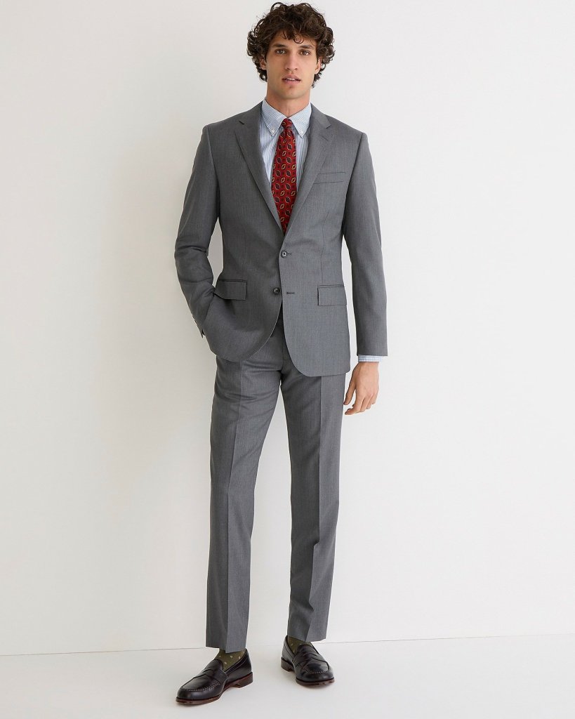 Men J.Crew Blazers | Ludlow Slim-Fit Suit Jacket With Double Vent In Italian Wool Charcoal