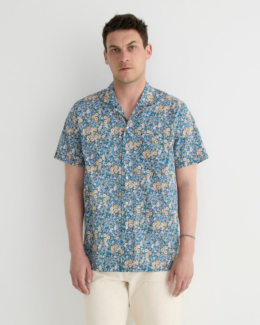 Men J.Crew Casual Shirts | Short-Sleeve Camp-Collar Shirt In Liberty® Print Garden Floral Sea Multi